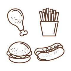 Hand drawn fast food over white background vector illustration