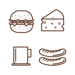 Hand drawn food over white background vector illustration