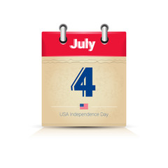 4 July Calendar Page United States Independence