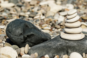 Stack of smooth round stones