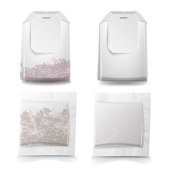 Tea Bags Illustration With Labels. Square And Rectangle Shapes. Vector Mock Up Illustration For Your Design. Isolated On White