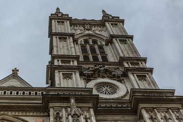 Fototapeta na wymiar View of a tower of Westminster Abbey, London