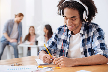 Talented thoughtful handsome student feeling inspired