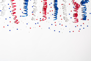 USA holiday decorations on a white background