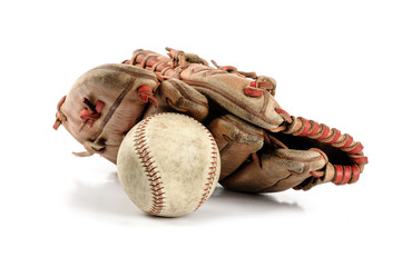 baseball glove over white