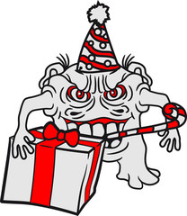 geburtstag geschenke tröte hut party feiern monster klein frech böse horror comic cartoon