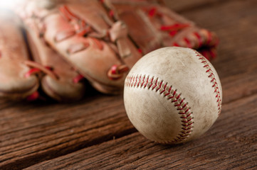 baseball on wooden desk