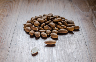 almond on wooden board