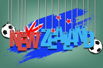 Banner the inscription New Zealand and ball hang on the ropes