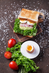 Sandwich with eggs and avocado