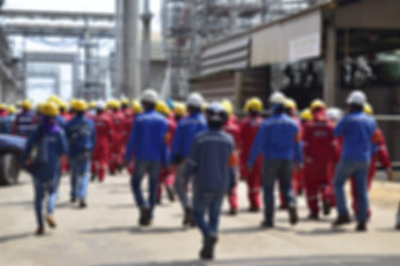 Blurred construction worker in construction site . 