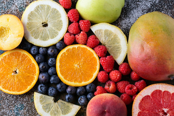 Slices of fresh fruits
