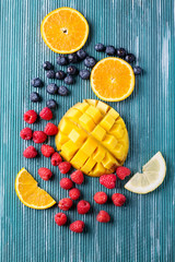 Slices of fresh fruits