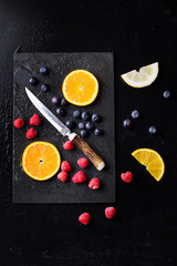 Slices of fresh fruits