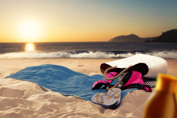 Obraz premium towel background on sand 