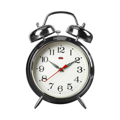 Old retro alarm clock. Isolated