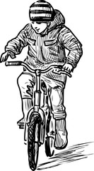Fototapeta na wymiar Little boy riding a bicycle