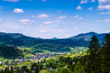 Background of Carpathian mountains landscape in Ukraine