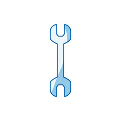 blue color shading silhouette metallic wrench icon vector illustration