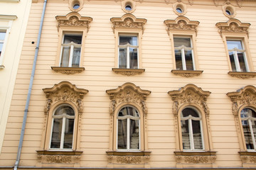 Facade of the old vintage house