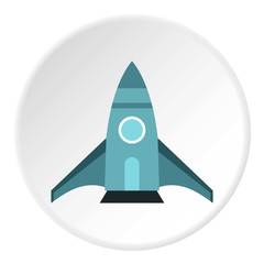 Rocket takes off icon, flat style