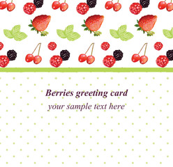 Vector mixed cherry and berry retro style card. Vintage Design for tea, natural cosmetics, beauty store, dessert menu, organic health care products, perfume, aromatherapy. Place for text