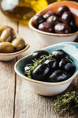 bowls with different kind of olives
