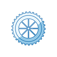 blue color shading silhouette gear wheel component icon vector illustration
