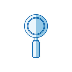 blue color shading silhouette magnifying glass icon vector illustration