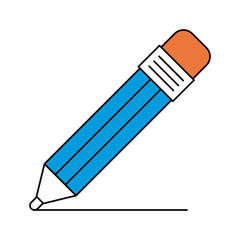 silhouette color sections of pencil with eraser and drawn line vector illustration