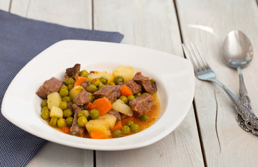 Beef stew with potatoes, carrot and green beans
