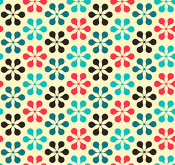 Fototapeta premium japanese style floral seamless pattern in blue and red