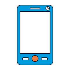 silhouette color sections of modern smartphone tech vector illustration