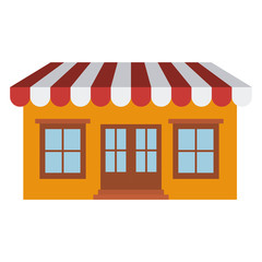 light color silhouette of store with awning vector illustration