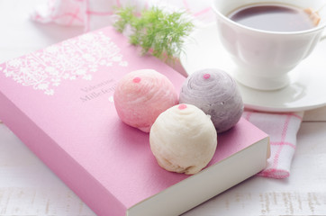 Chinese pastry or moon cake , Chinese festival dessert with pastel color