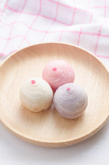 Chinese pastry or moon cake , Chinese festival dessert with pastel color