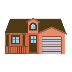 light color silhouette of facade house with garage and attic vector illustration