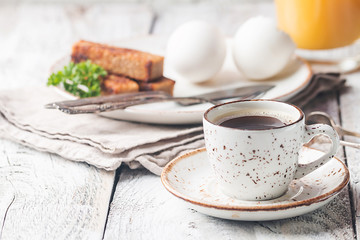 boiled eggs and crispy toasts