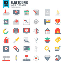 Simple set of web development flat icons