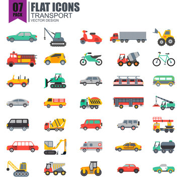Simple set of transport flat icons