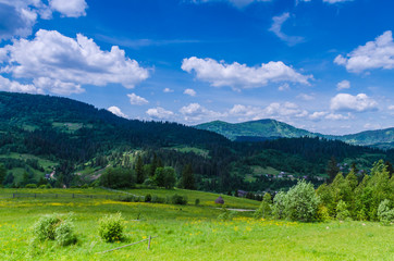 Fototapeta na wymiar Background of Carpathian mountains landscape in Ukraine