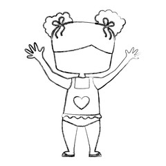 cute girl with Beach suit drawing character vector illustration design