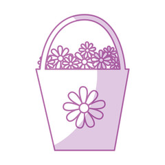 plastic pot with flowers vector illustration design
