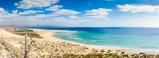 Photo sur Plexiglas Plage de Sotavento, Fuerteventura, Îles Canaries Kite - paradis des surfeurs, Playa De Sotavento à Fuerteventura / Espagne