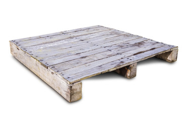 Old wooden pallet for shipping and easy for cart and forklift to lifting, pallet isolated on white with clipping path.