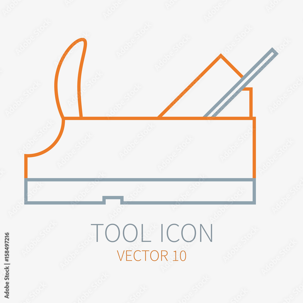 Wall mural Line working color plane for construction, building and home repair icon. Vector illustration. Element for design. Hand work tool. Industrial cartoon style. Simple. Pictogram. Service. Equipment.