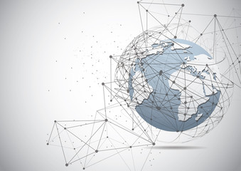 Global network connection. World map point and line composition concept of global business. Vector Illustration