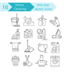 House cleaning thin line vector icon set.