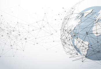 Global network connection. World map point and line composition concept of global business. Vector Illustration