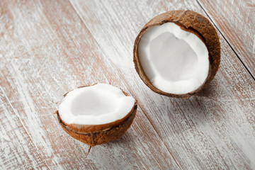 coconut isolated on a wooden background